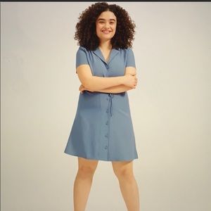Everlane notch shirt dress in blue